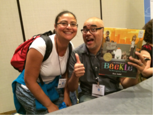 Dina Sabry Fivaz with author and illustrator Dan Santat at the SCBWI 2015 children’s book conference while exploring picture-book writing.