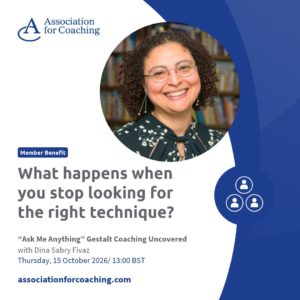 Headshot of Dina Sabry Fivaz, Master Gestalt Practitioner, and host of the Association for Coaching webinar 