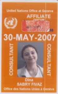 picture of Dina Sabry Fivaz's UN badge as an OHCHR consultant