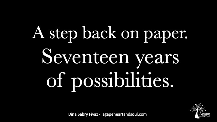 A step back on paper. Seventeen years of possibilities.